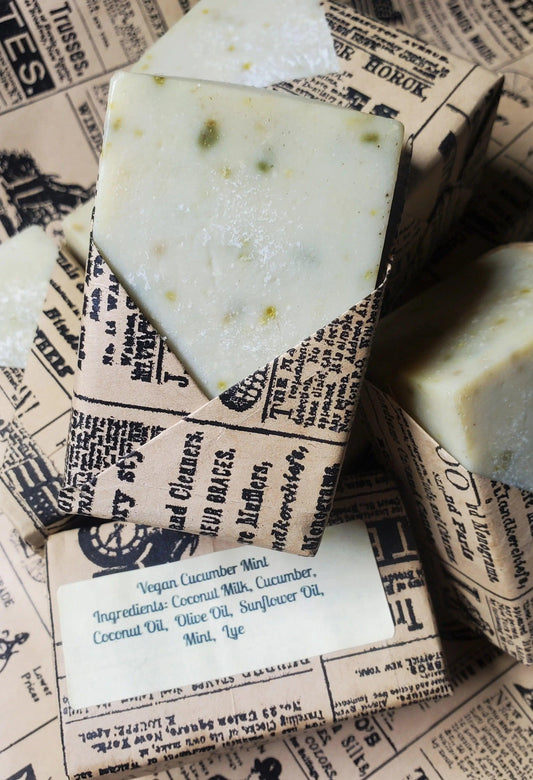 Vegan Cucumber Mint Soap Homemade Hand Poured Cold Process Soap - East Darrington Trade