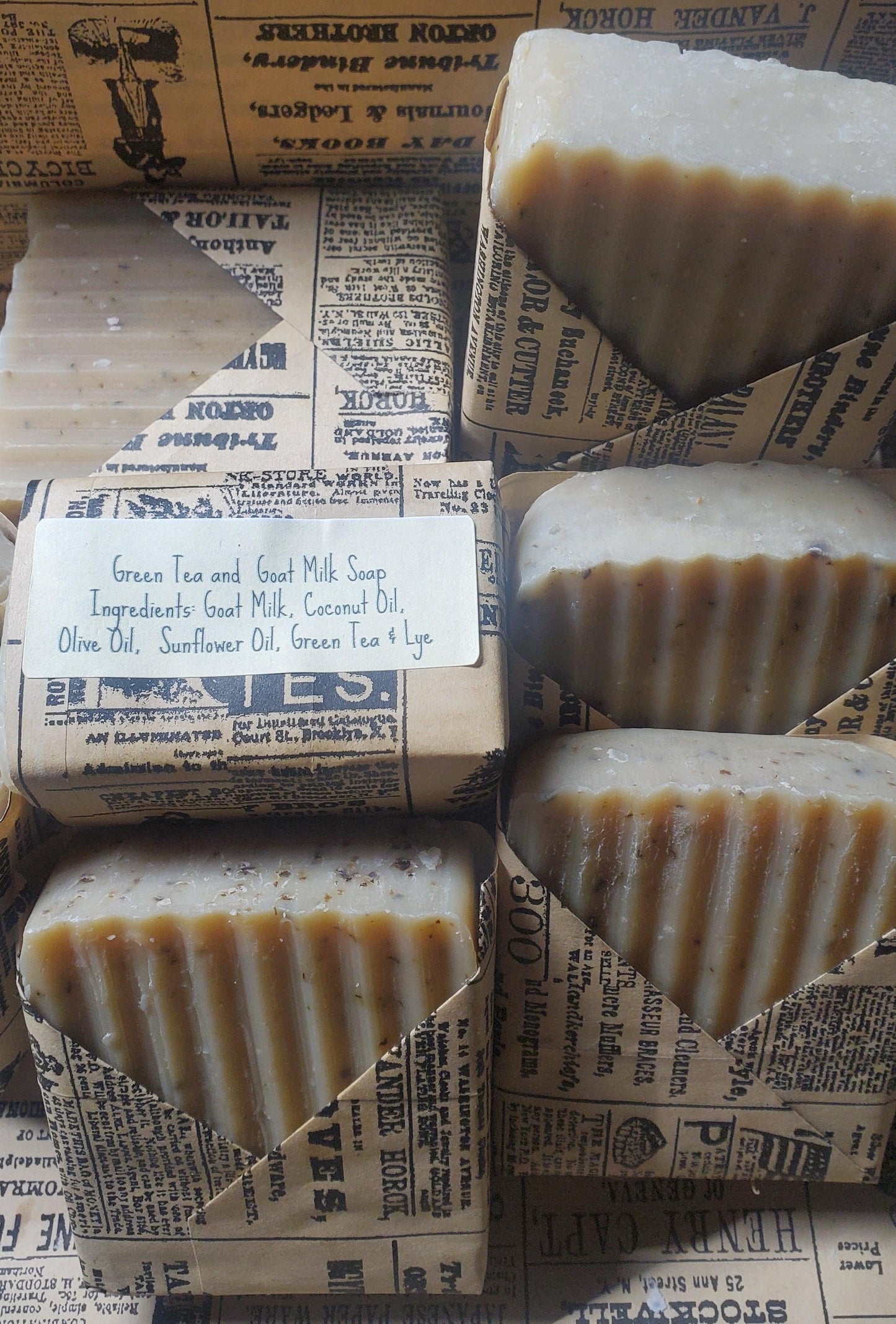 Green Tea Soap Homemade Hand Cut Goat Milk Cold Processed Soap - East Darrington Trade