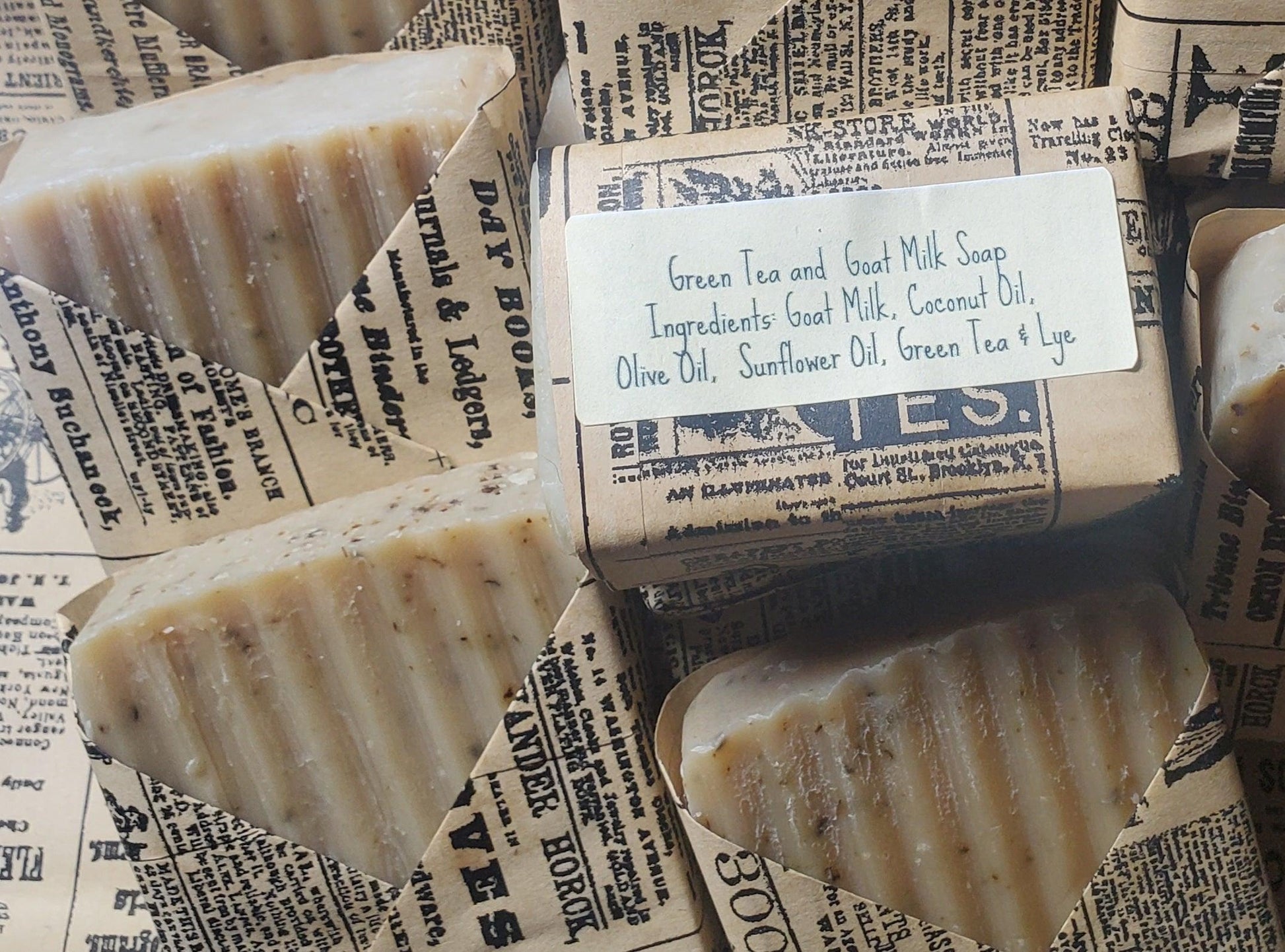 Green Tea Soap Homemade Hand Cut Goat Milk Cold Processed Soap - East Darrington Trade