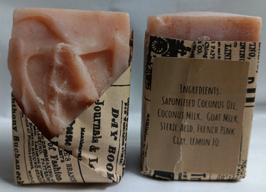Pink Lemonade Goat Milk Soap made with Pink Clay and Lemon Fragrance